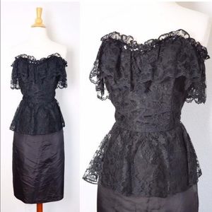 🖤 Vintage Black Lace 80s Prom Dress 🖤